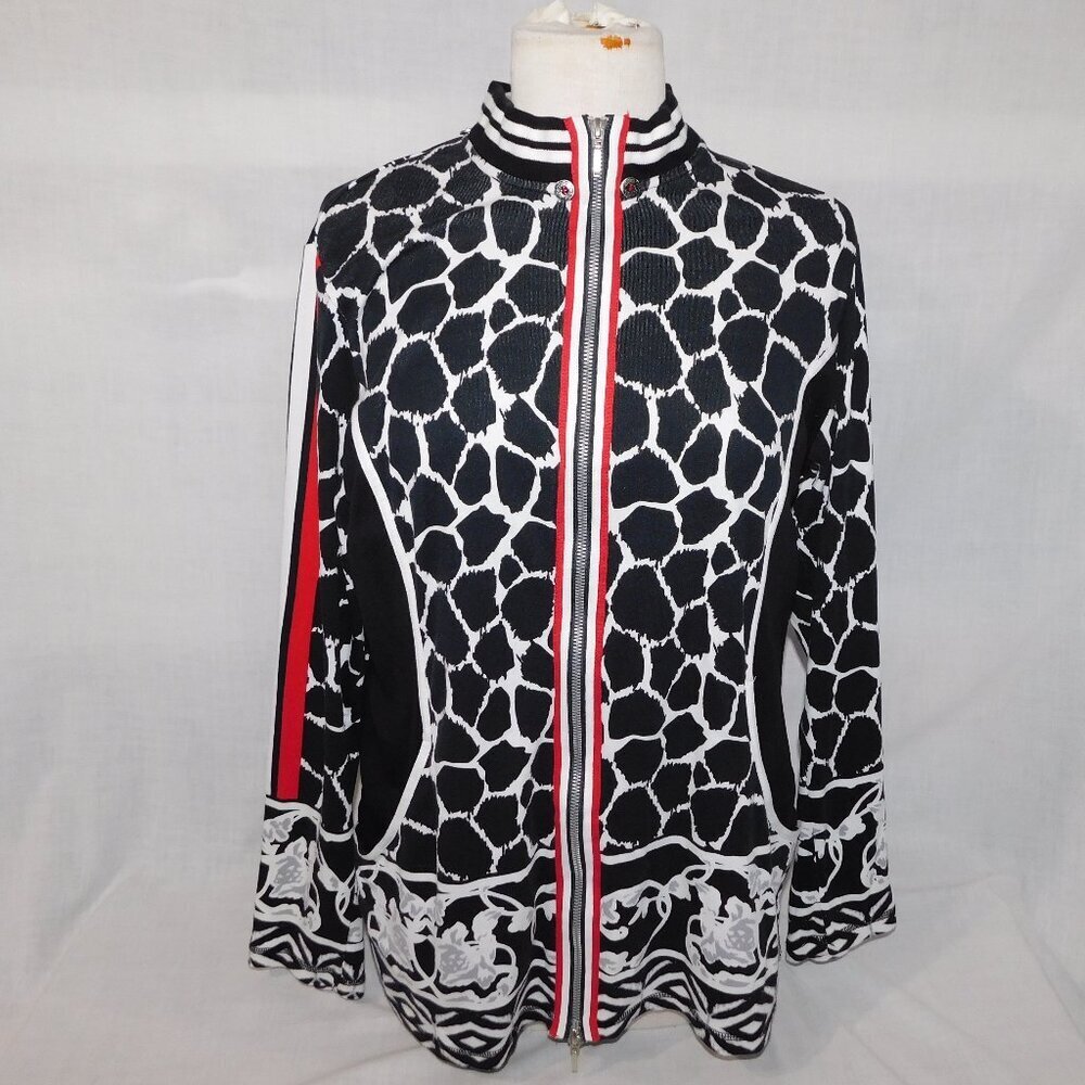 SPORTALM Track Jacket Red Black White Zebra Full Zip Cotton Womens 44 / 16 / XL